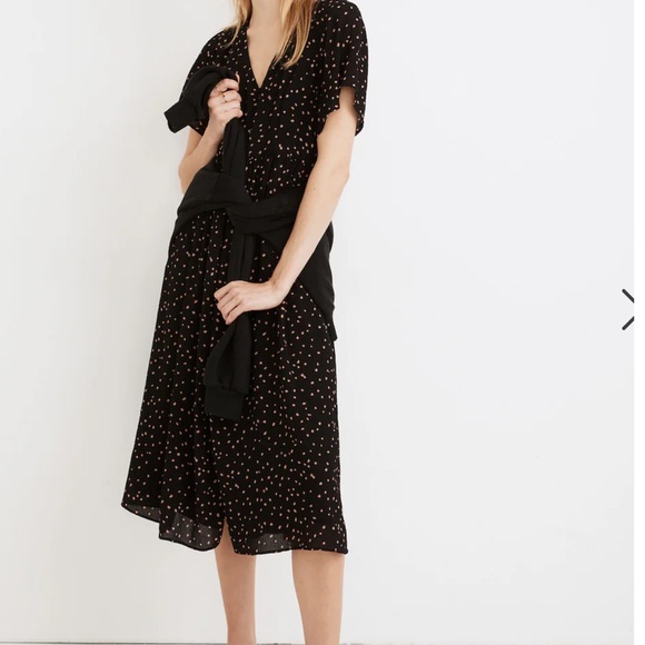 Madewell Flutter Sleeve Button Front Midi Dress with Pockets in Confetti Toss - Picture 2 of 11